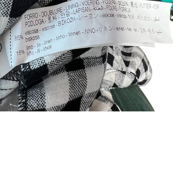 Zara Jumpsuit Cut Out Halter Gingham Check Plaid Linen Blend Black White Size XS - Picture 13 of 14